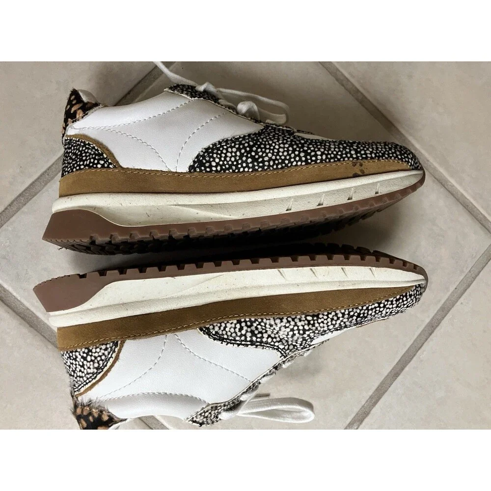 Madewell Kickoff Trainer Sneakers White in Leather Spot Mix Calf Hair Size 5
